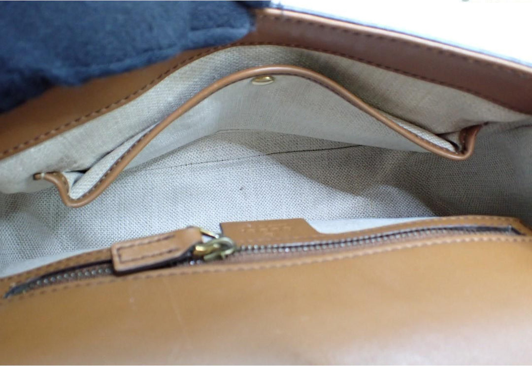 Gucci Canvas Sherry Line Horsebit Shoulder Bag