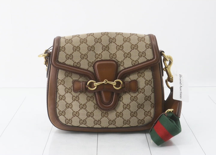Gucci Canvas Sherry Line Horsebit Shoulder Bag