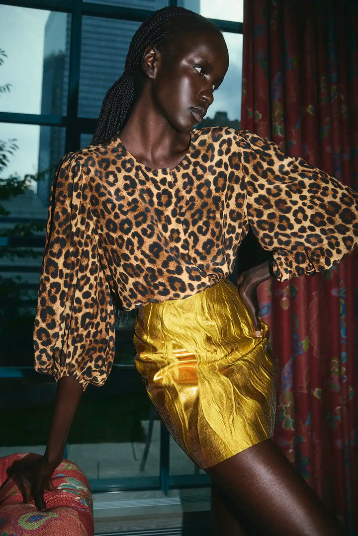 Britt Mini Skirt | Gilded Jacquard
