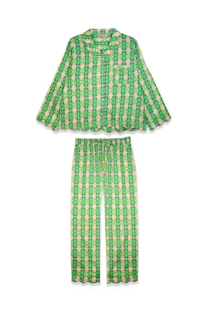 Brooks Ave by Laura Park Scalloped Pajama Set Long | Flora Green