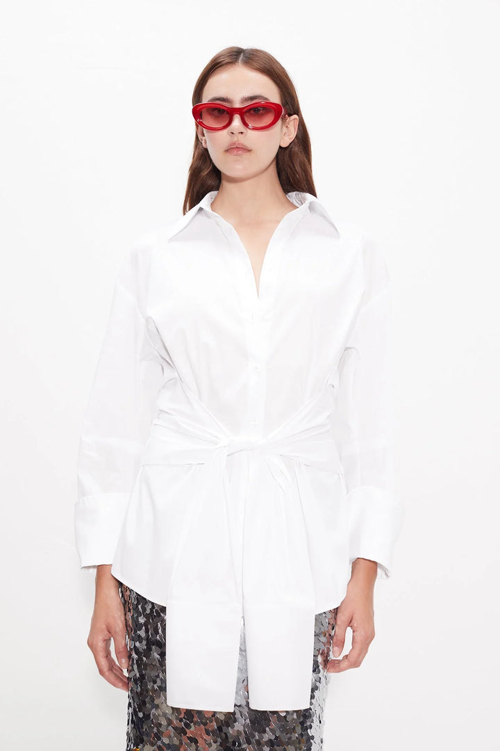 Inna Poplin Top | White Macadamia