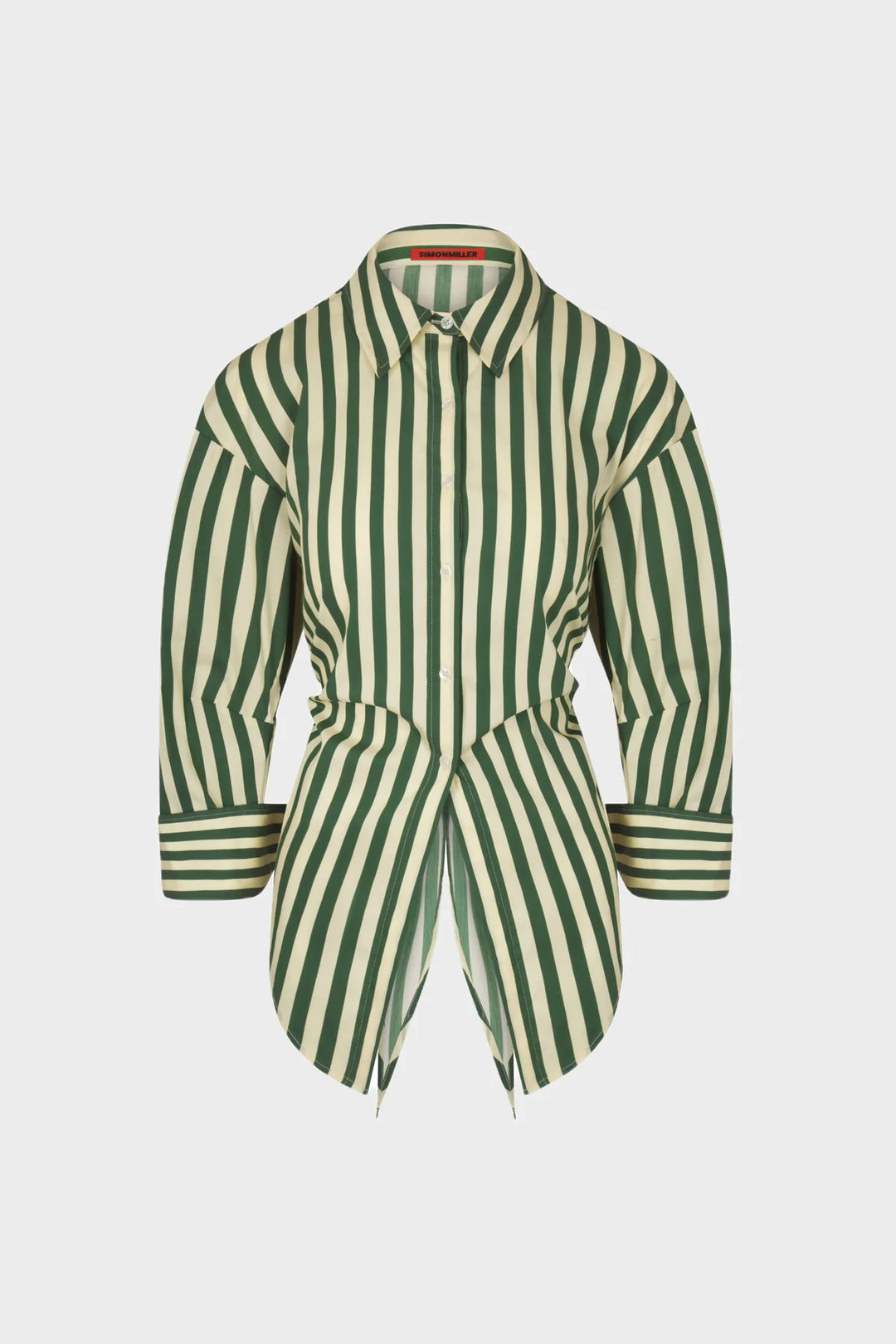 Loch Striped Poplin Button Up | Gummy Green/Ecru