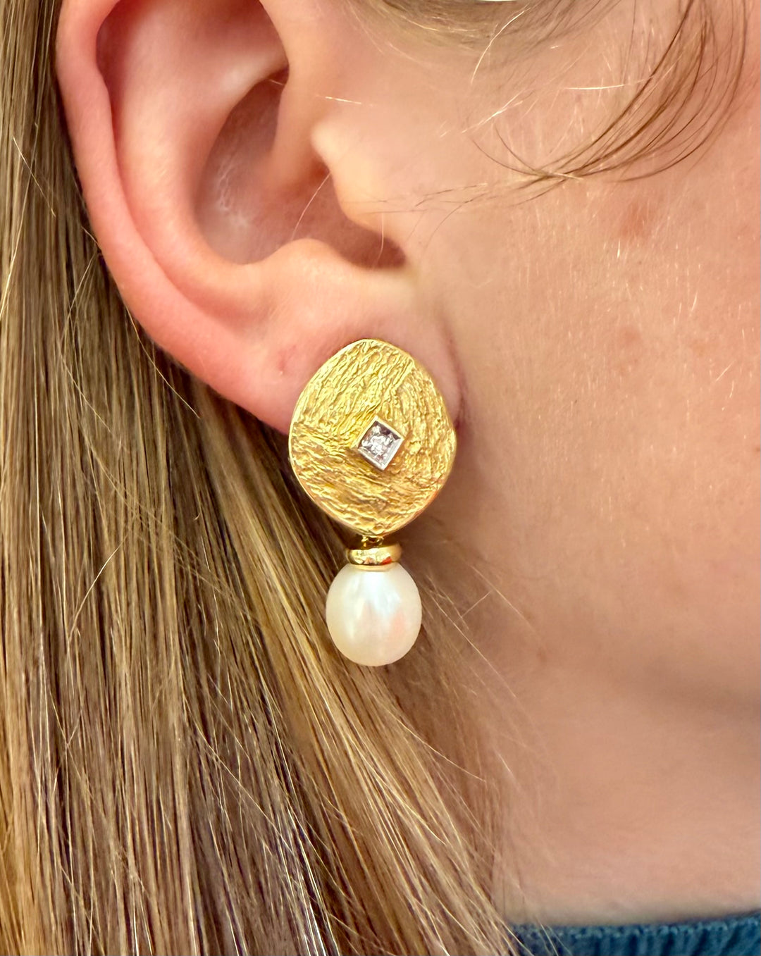 14kt Gold Earrings + Pearl Drop Attachment