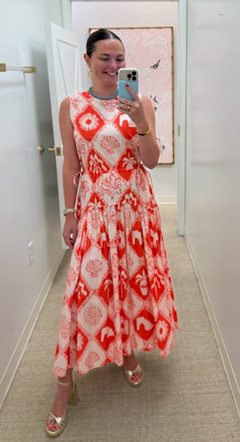 Sleeveless Piped Maxi | Red Asterias