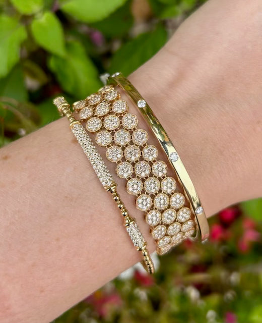 Diamond Flex Bangle 14kt with 3 Sections of .69 Diamonds