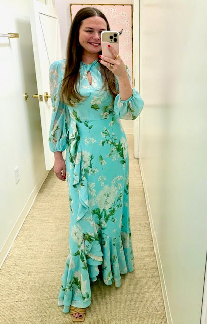 Ophelia Chiffon Gown | Blue Botanica - Charlotte's Inc
