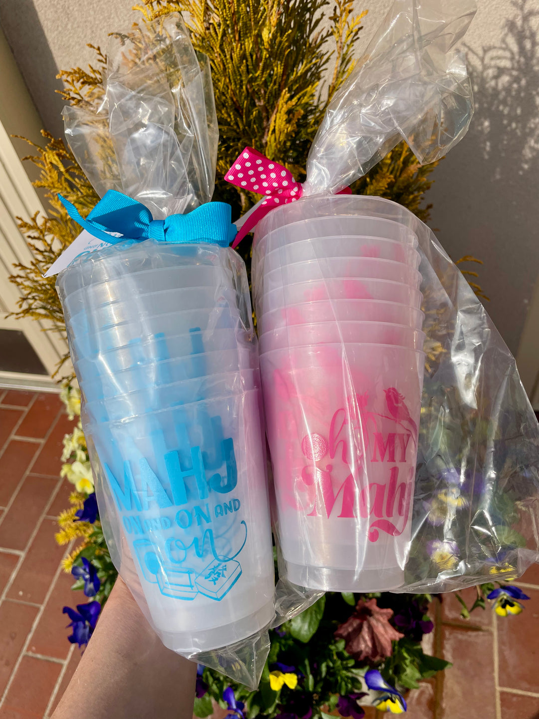Shatterproof Cups | Oh My Mahj Pink + Blue