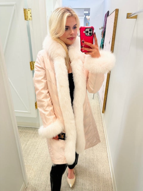 Genuine Fox Fur Reversible Coat | Pink