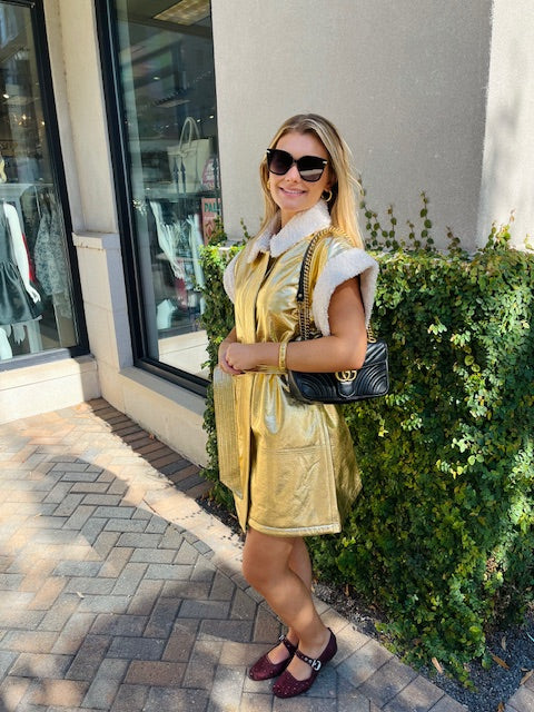 Annie Vest | Gold Vegan Leather