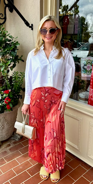 Cara Pleated Skirt | Peachy Floral