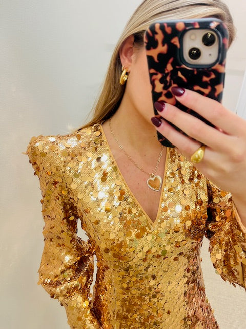 Jenny Dress | Gold Sequin