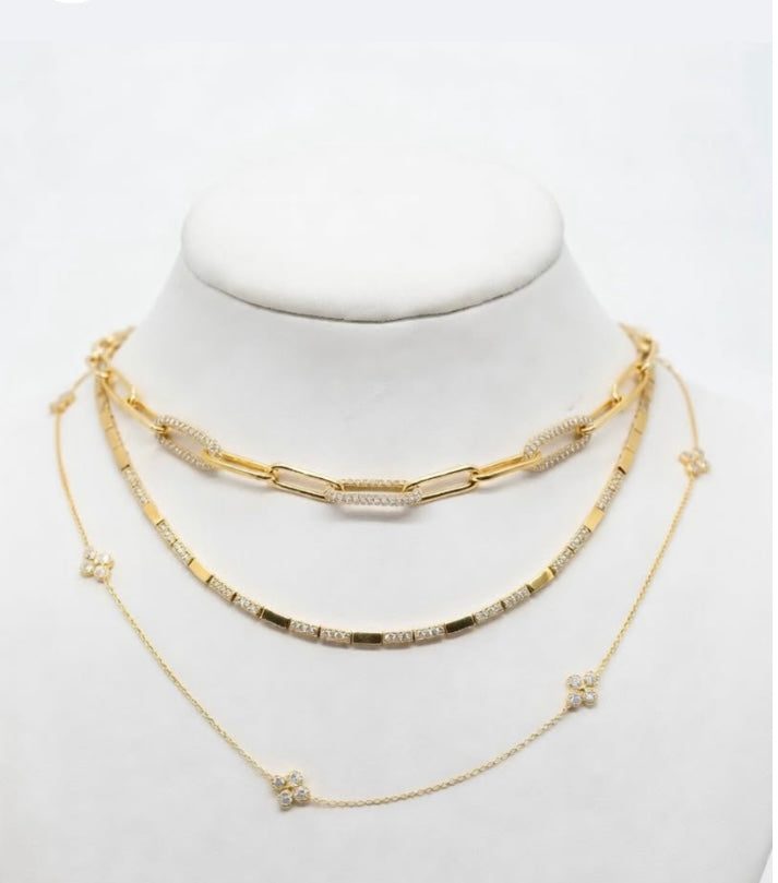 14kt Gold Tubular Necklace with .35ct Diamonds NZ7818