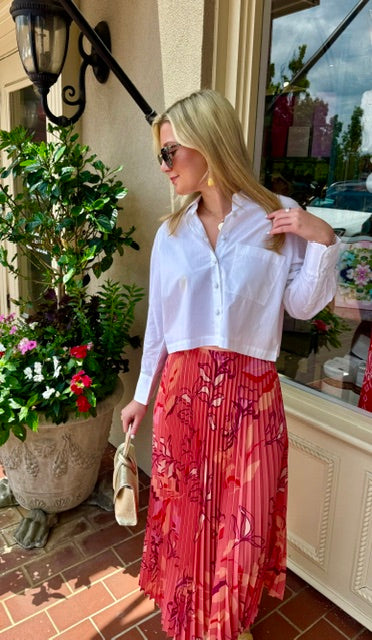 Cara Pleated Skirt | Peachy Floral