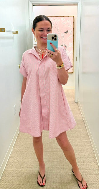 red seersucker dress Eliza Gingham Smocked Bodice Organic Cotton Seersucker Midi Dress (Women)