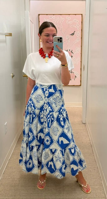 Button Front Skirt | Blue Asterias