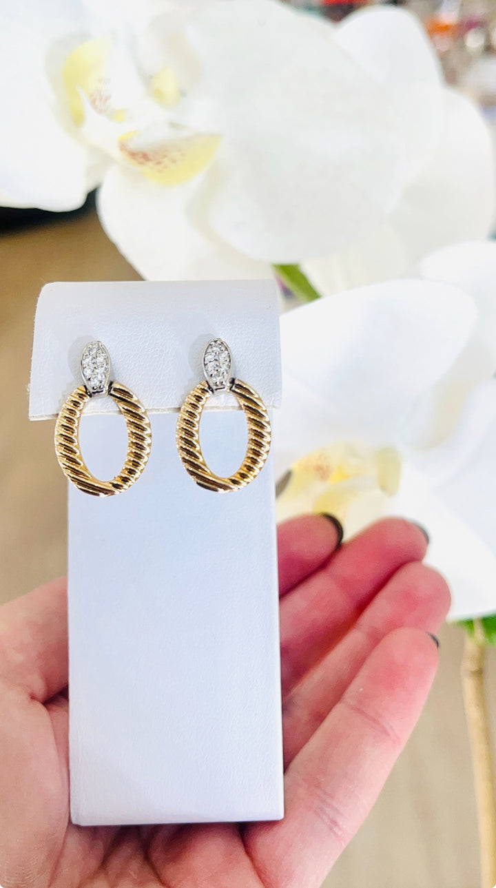 14kt .25tdw Yellow Gold + Diamond Drop Earrings
