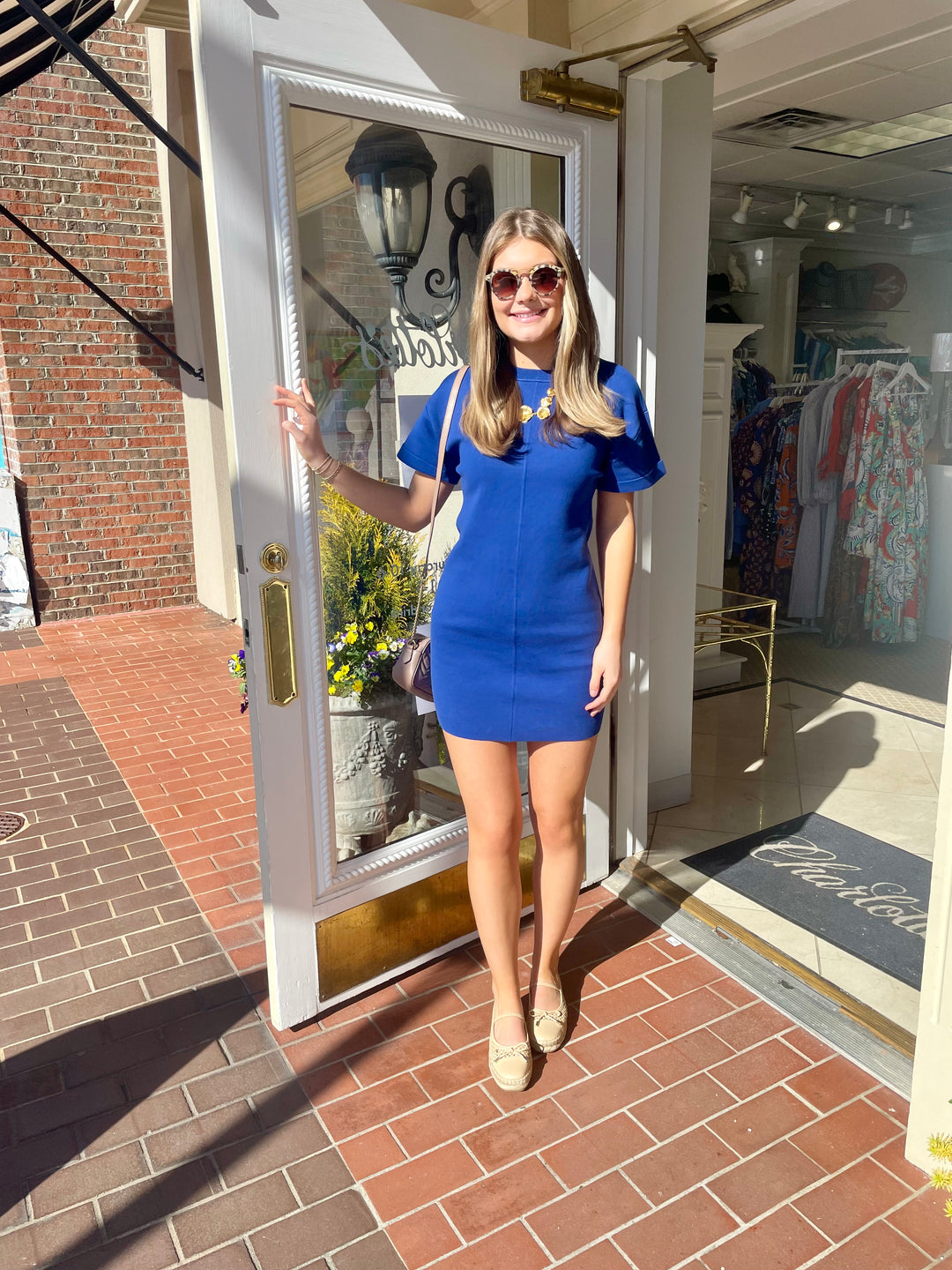 Superfine Organic Cotton Waisted Dress | Sapphire