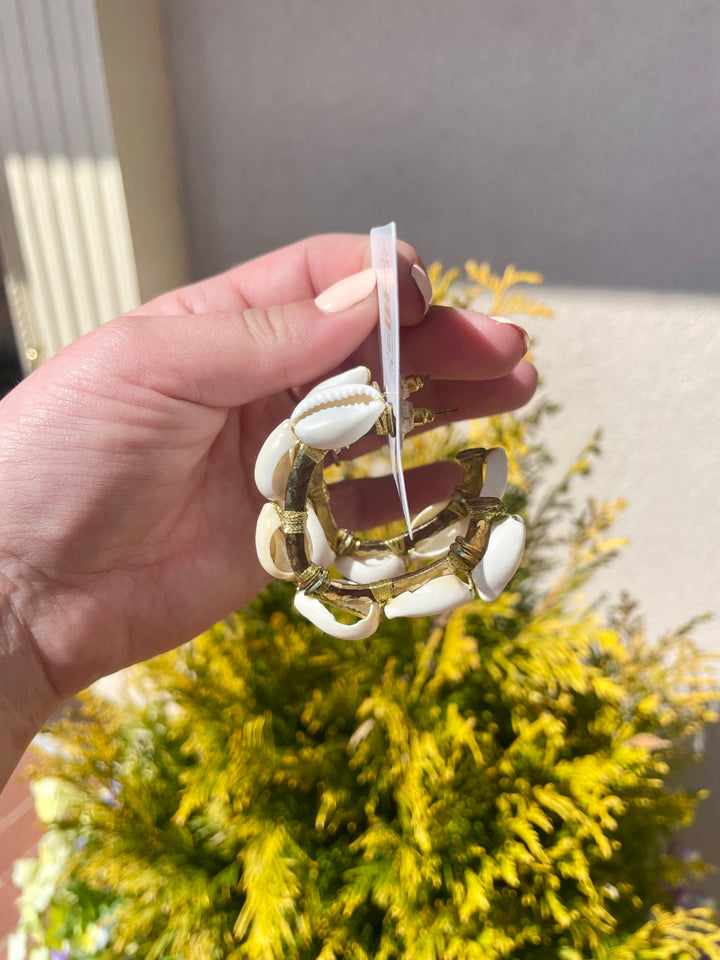 Cowrie Hoop Earrings