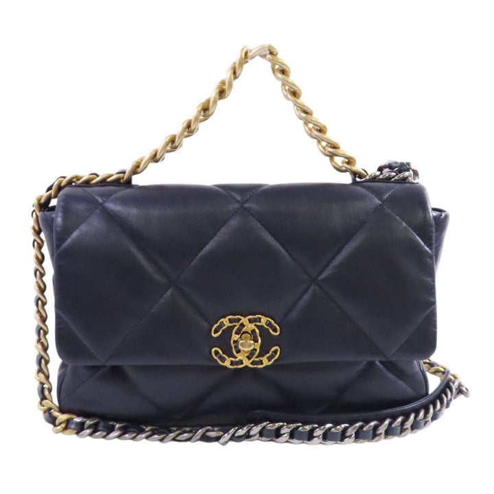 Chanel Black Sheepskin Leather 19 2-way Shoulder Bag