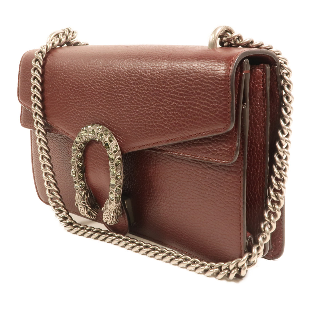 Gucci Cowhide Leather Dionysus Silver Crosshair Shoulder Bag Red Calfskin