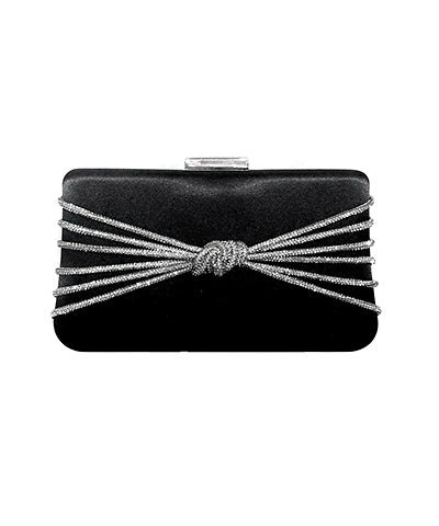 Knotted Rhinestone Line Satin Clutch | +colors