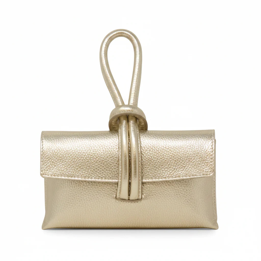 Genuine Italian Leather Wristlet Bag | Gold