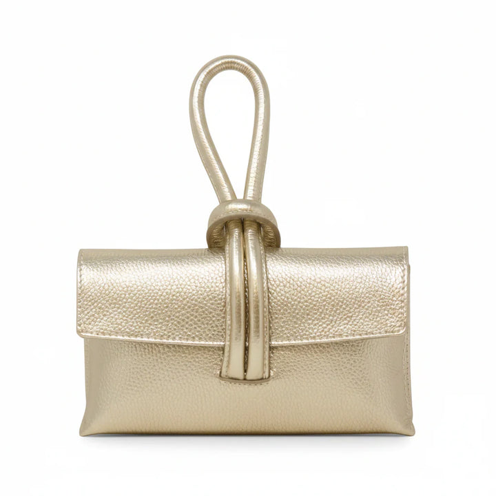 Genuine Italian Leather Wristlet Bag | Gold