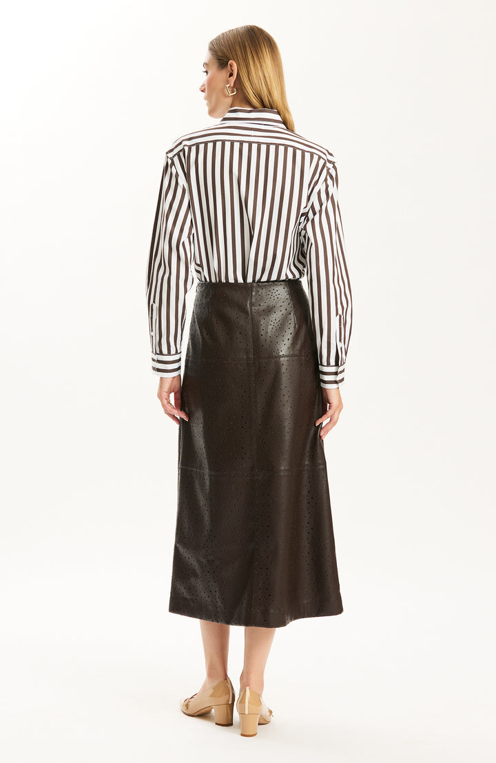 Quinn Long Sleeve Shirt | Brown and White
