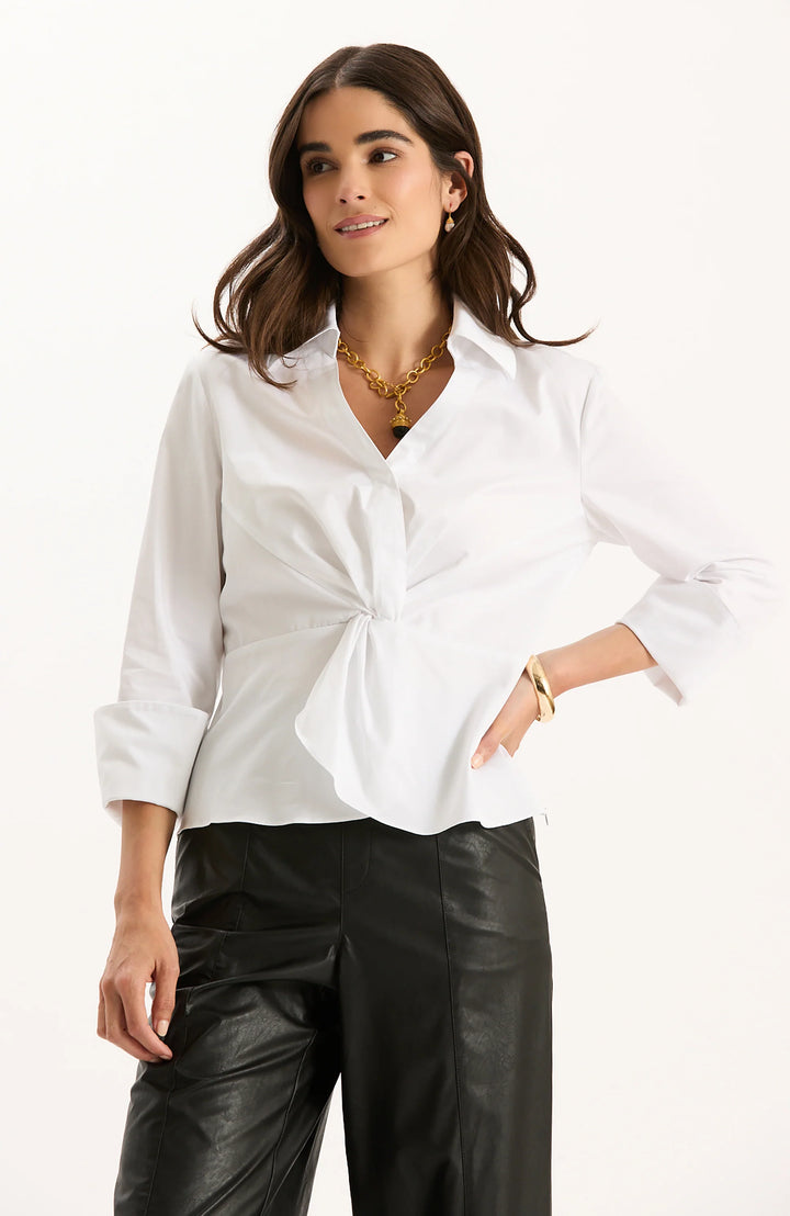 Paige Cotton Twist Front Top | White