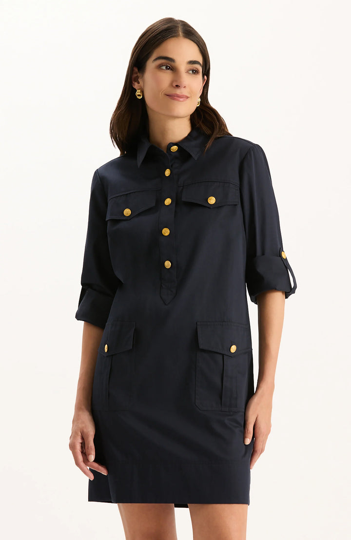 Rory Cotton Shirt Dress | Navy