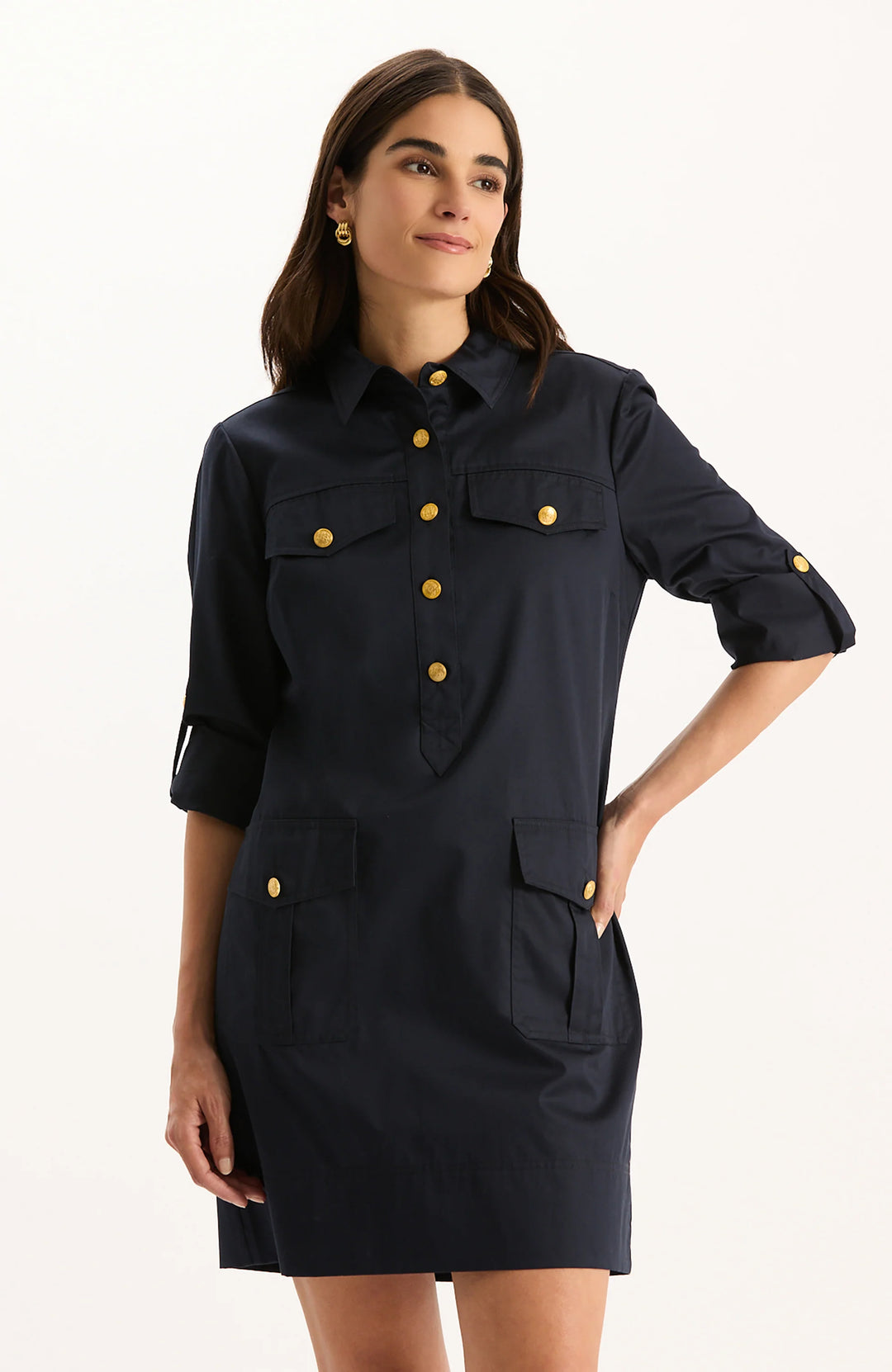 Rory Cotton Shirt Dress | Navy