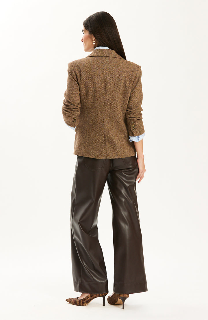 Rouched Sleeve Blazer | Brown