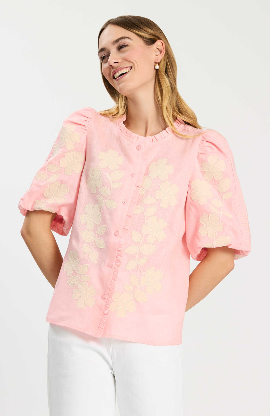 Tai Applique Top | Pale Rosette - Charlotte's Inc