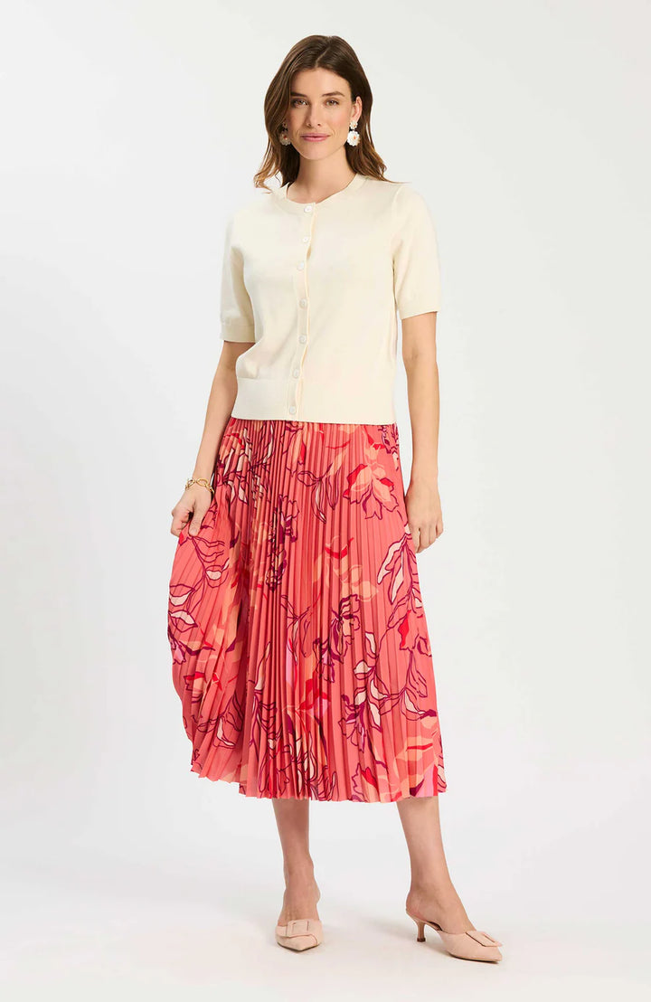 Cara Pleated Skirt | Peachy Floral