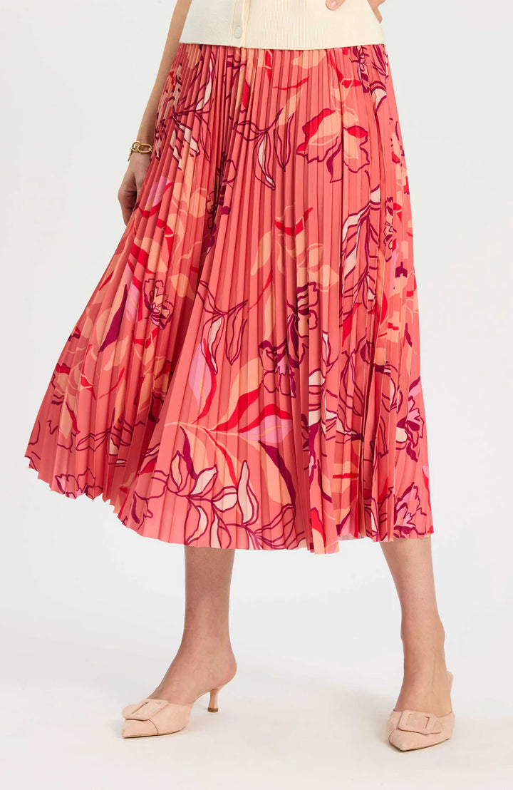 Cara Pleated Skirt | Peachy Floral