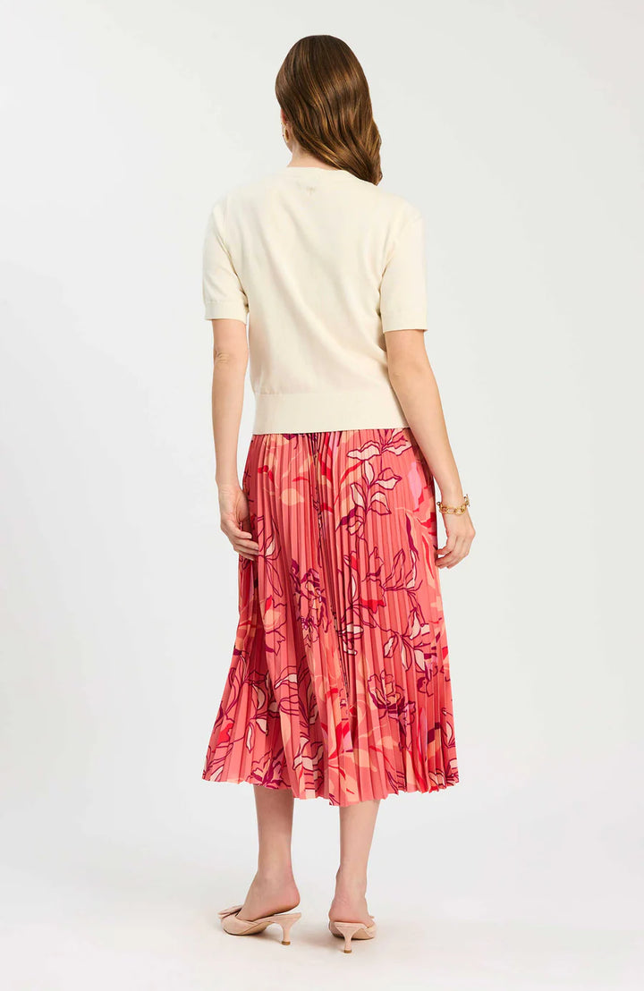 Cara Pleated Skirt | Peachy Floral