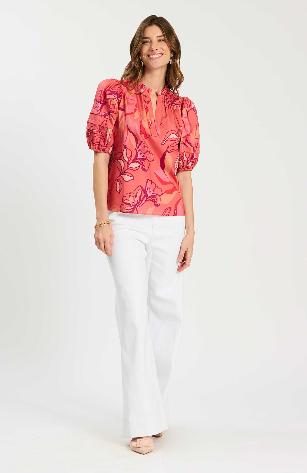 Jenna Top | Peachy Floral - Charlotte's Inc