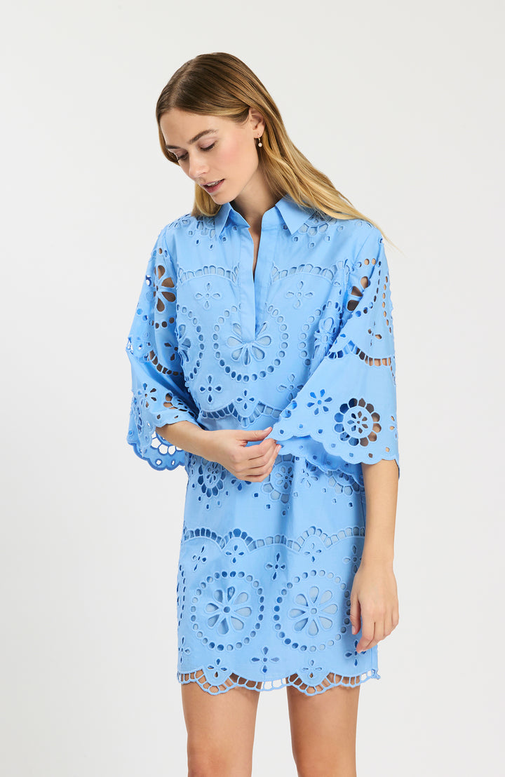 Penny Eyelet Tunic | Vista Blue