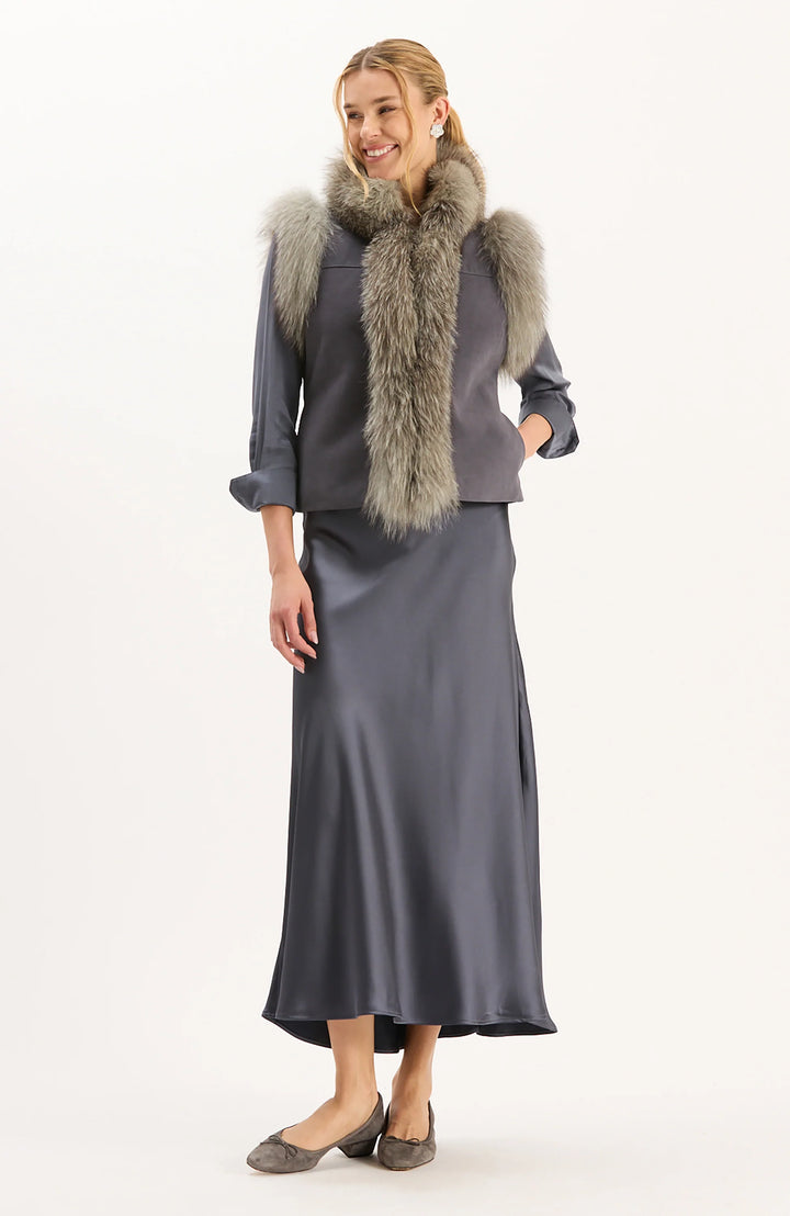 Foxy Fur Vest | Gun Metal