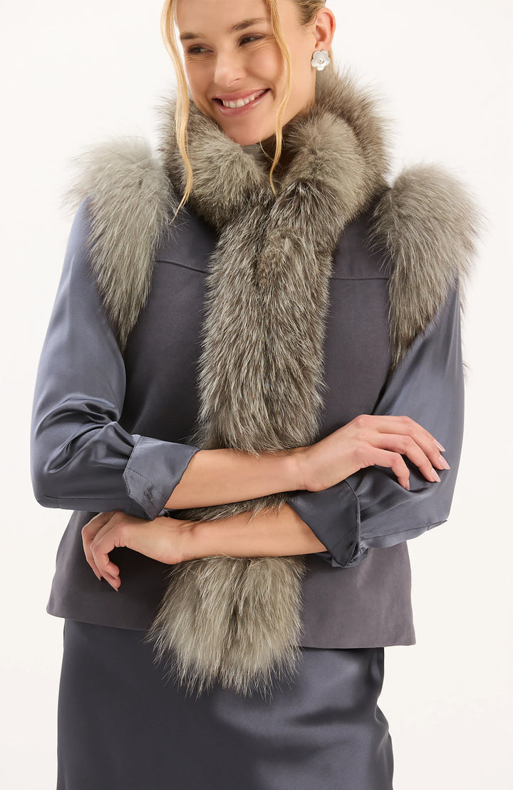 Foxy Fur Vest | Gun Metal