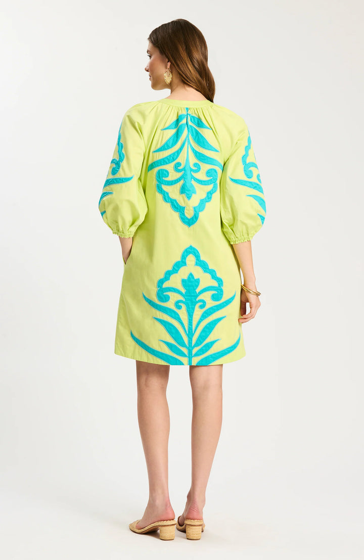 Sara Applique Dress | Lime Green