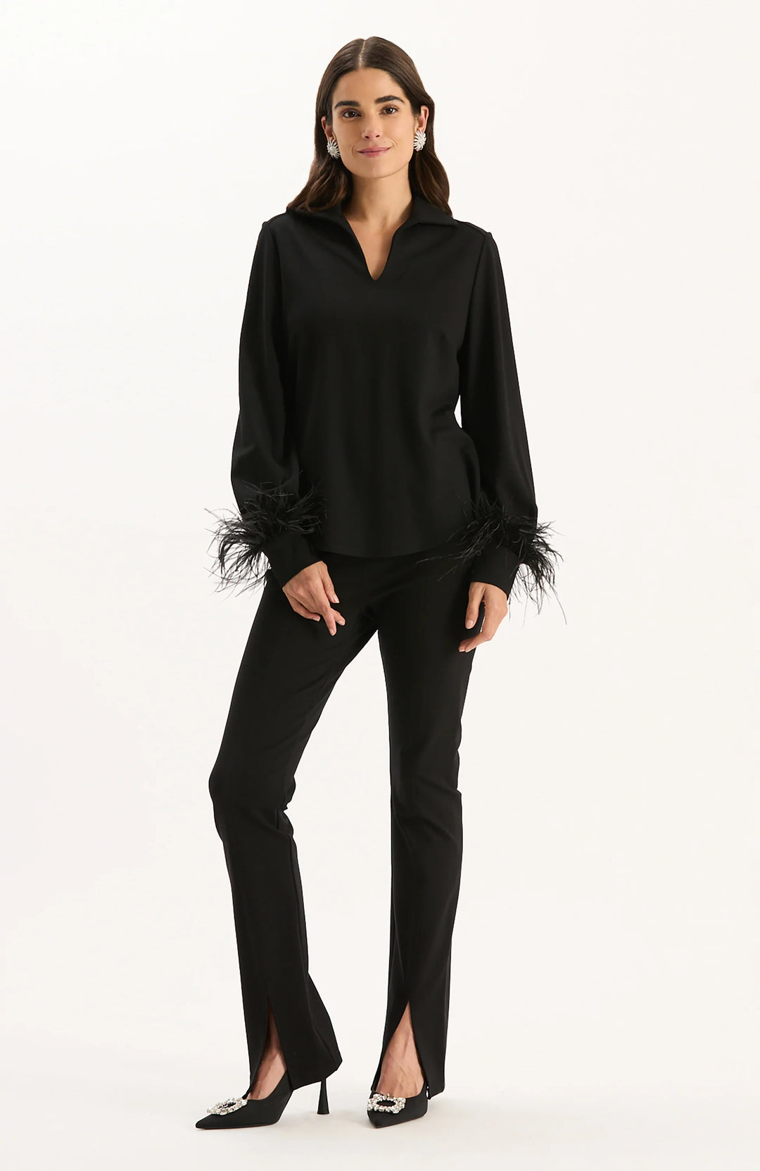 Erin Ponte Top | Black Feathers