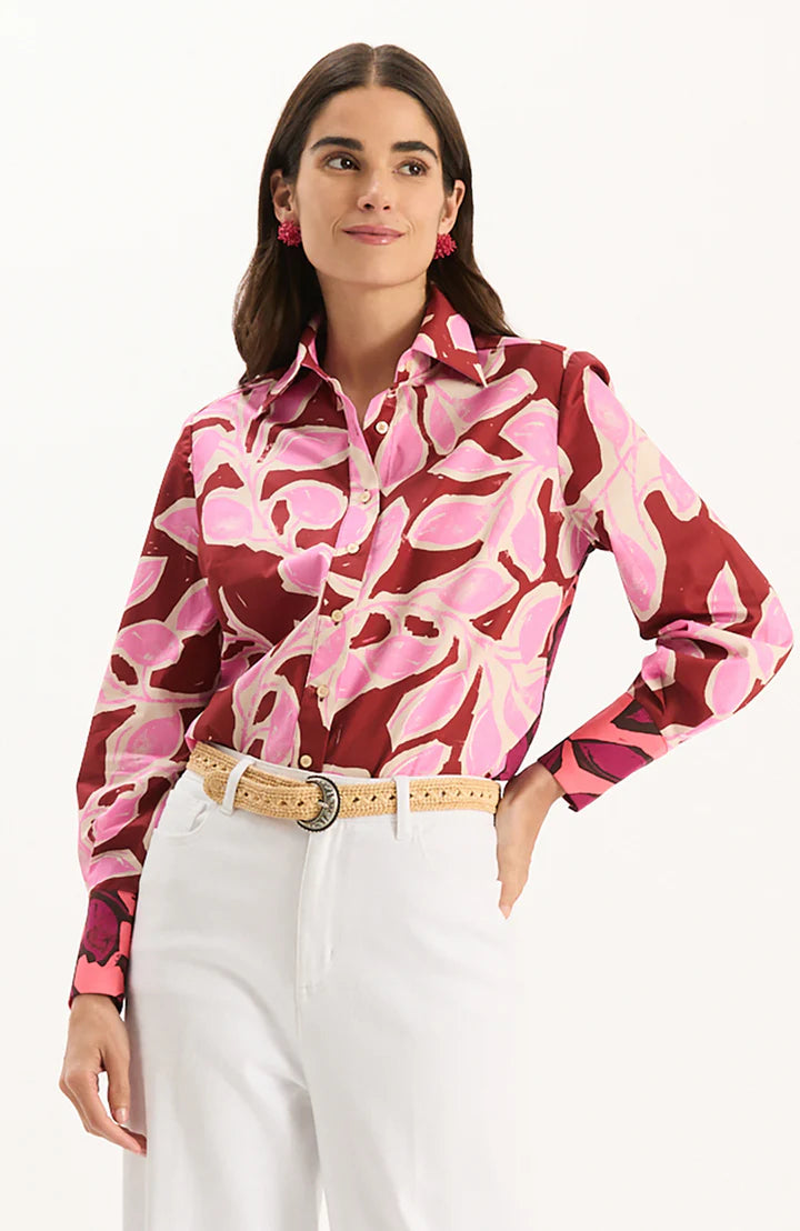 Chloe Shirt | Pink Leaves
