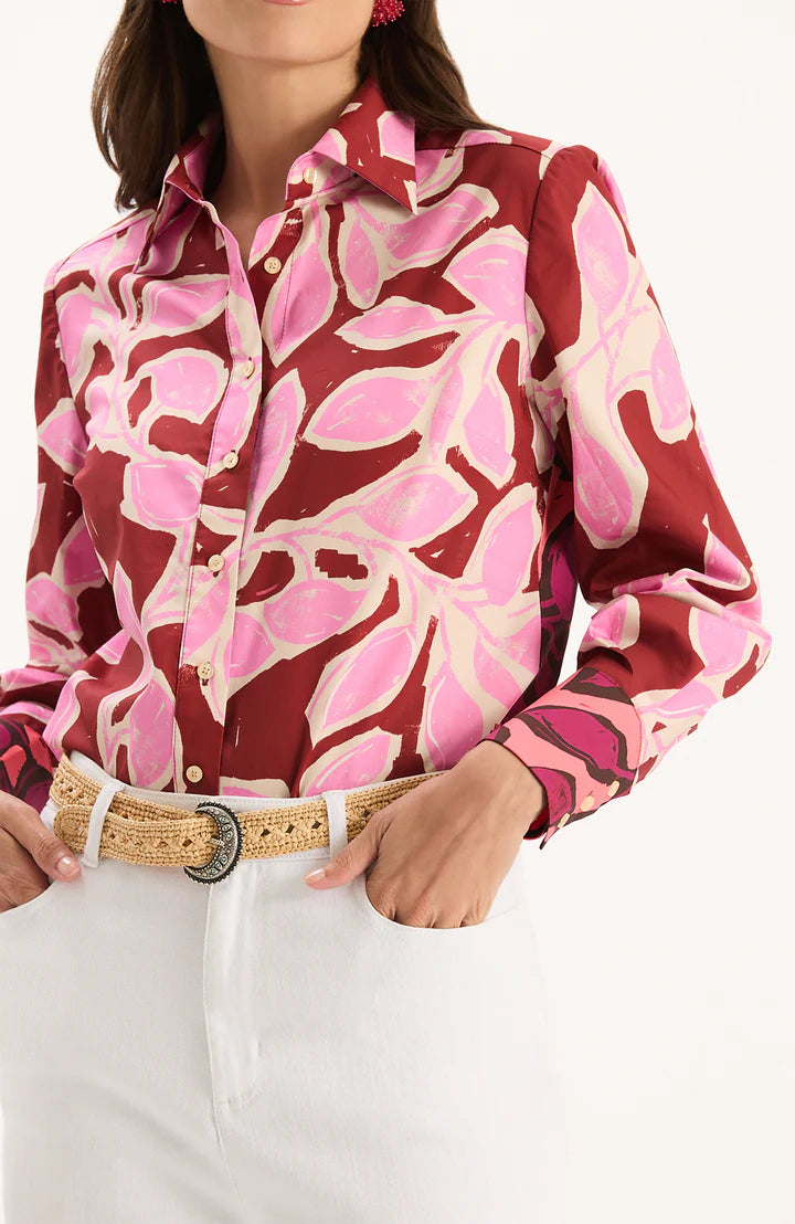 Chloe Shirt | Pink Leaves