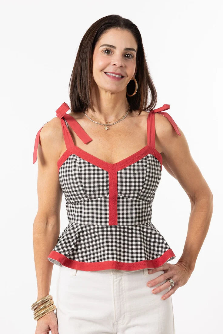 Addie Tie Top | Black & Red
