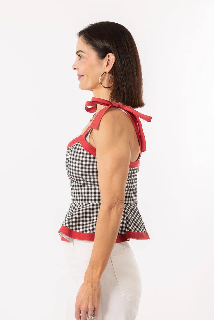 Addie Tie Top | Black & Red