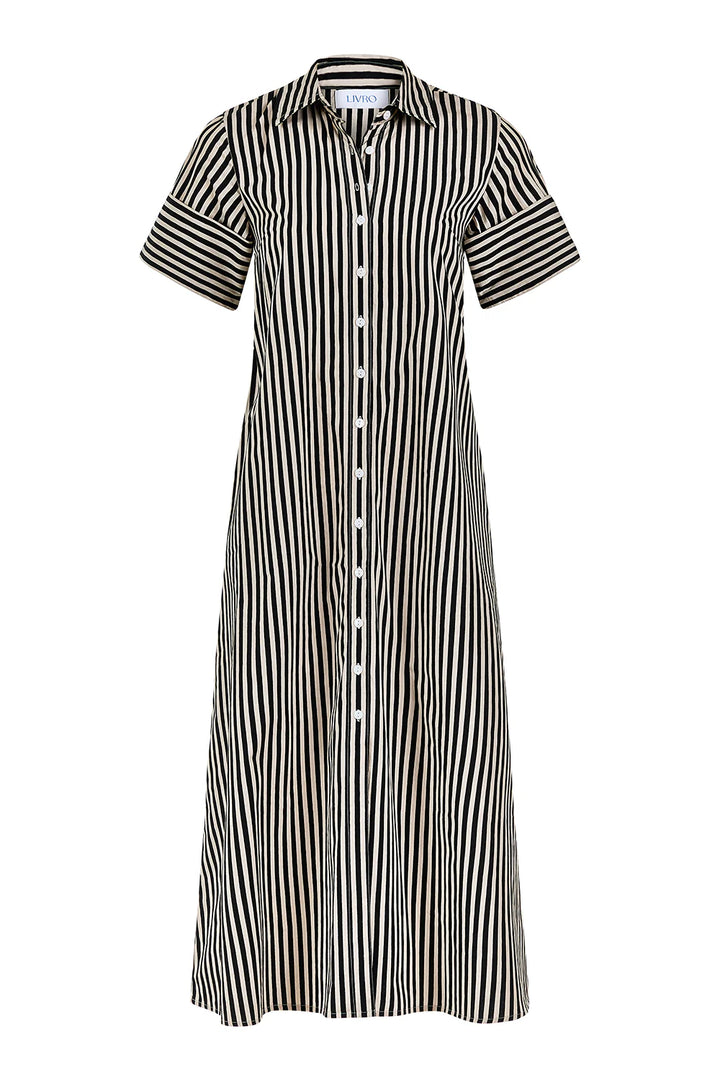 Gibbons Dress | Ganache Pinstripe