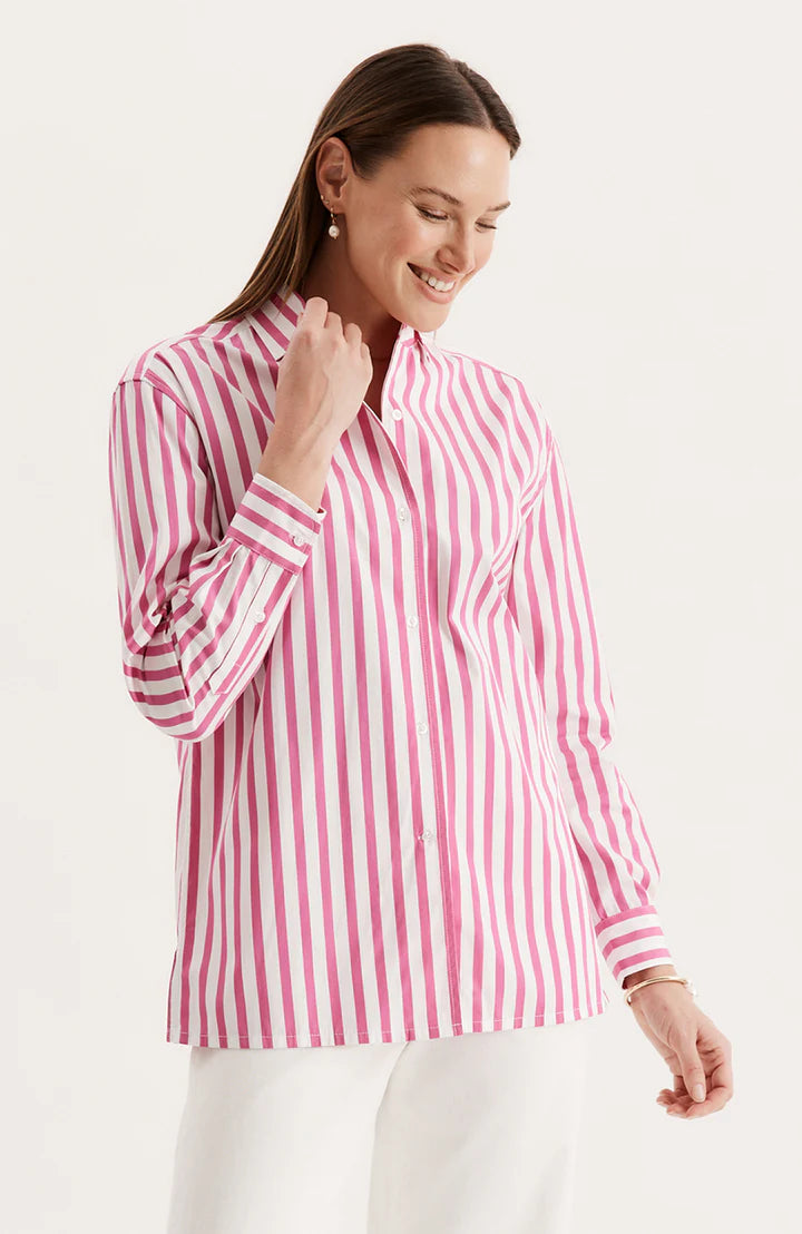 Natalie Top | Hot Pink Stripes