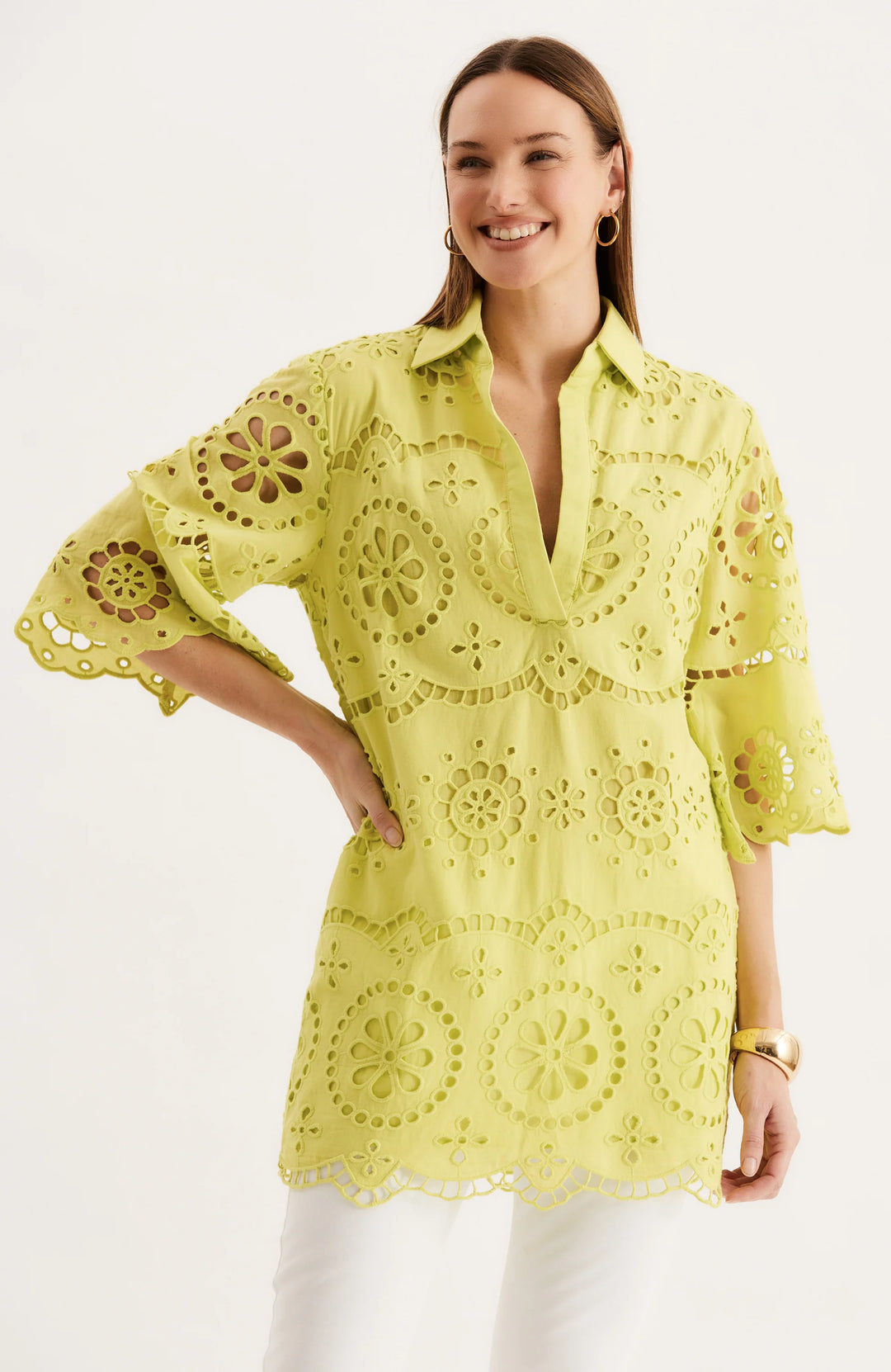 Penny Eyelet Tunic Dress | Wild Lime