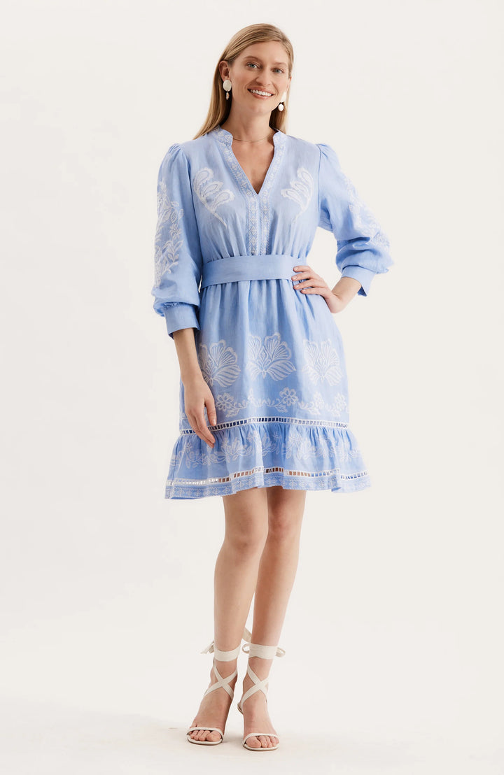 Nora Embroidered Mini Dress | Blue